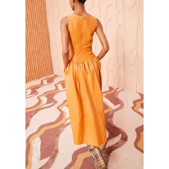 NWT Ulla Johnson Midi Sleeveless Belted Cordelia Leather Dress - Picture 6 of 10